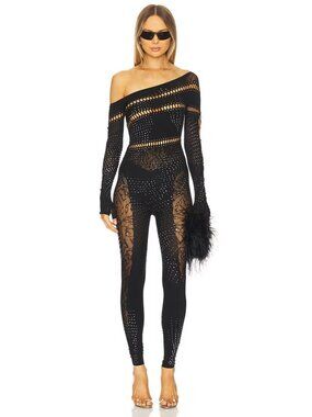 POSTER GIRL Ivy Long Rhinestone Jumpsuit in Blackjack